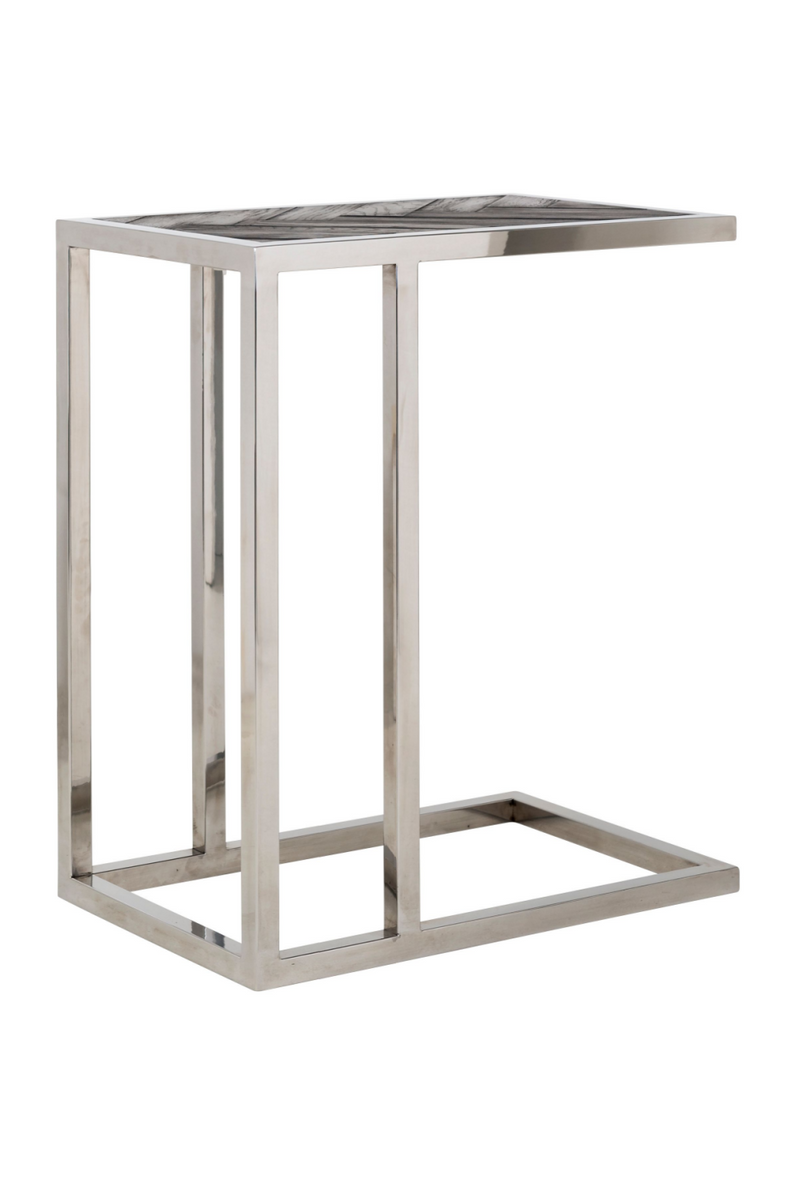 Silver Framed Wooden Side Table | OROA Blackbone | Woodfurniture.com