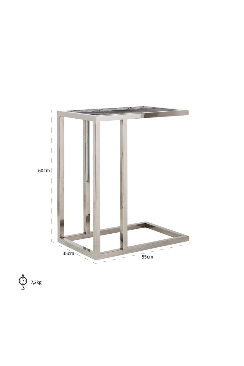 Silver Framed Wooden Side Table | OROA Blackbone | Woodfurniture.com