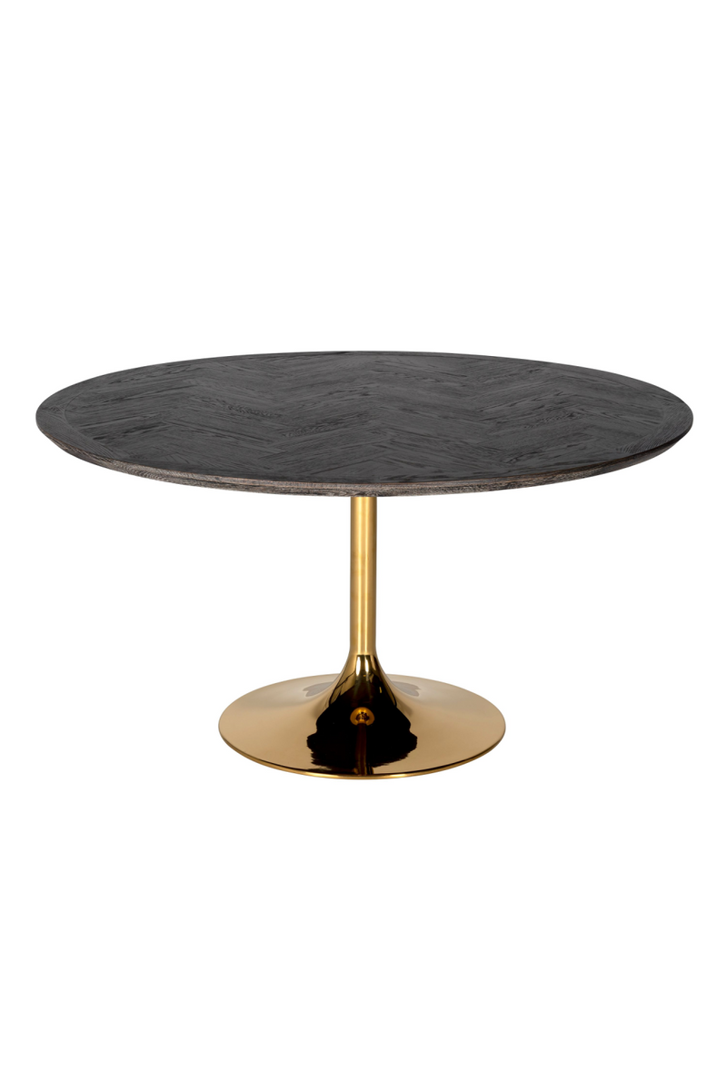 Round Oak Pedestal Dining Table | OROA Blackbone | Woodfurniture.com