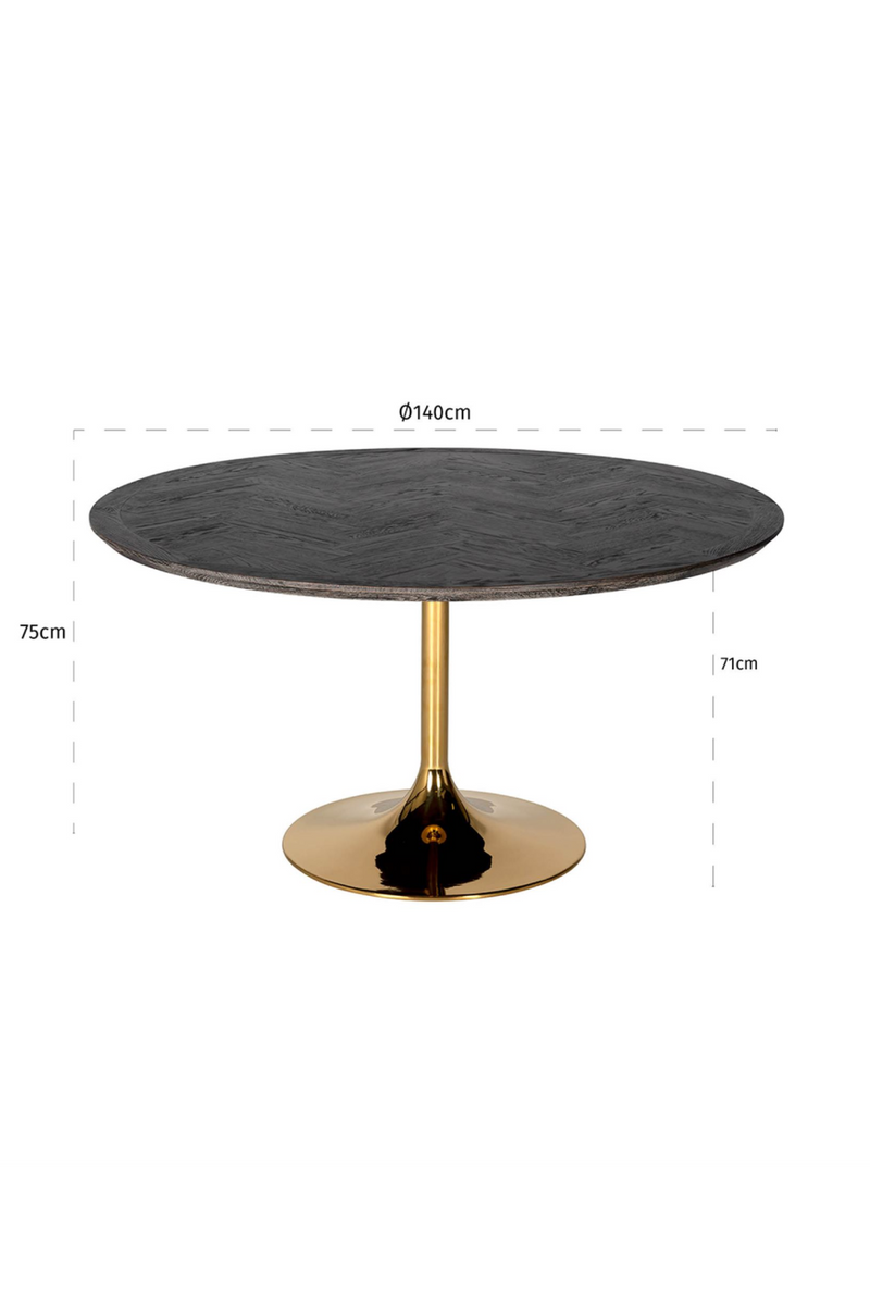 Round Oak Pedestal Dining Table | OROA Blackbone | Woodfurniture.com