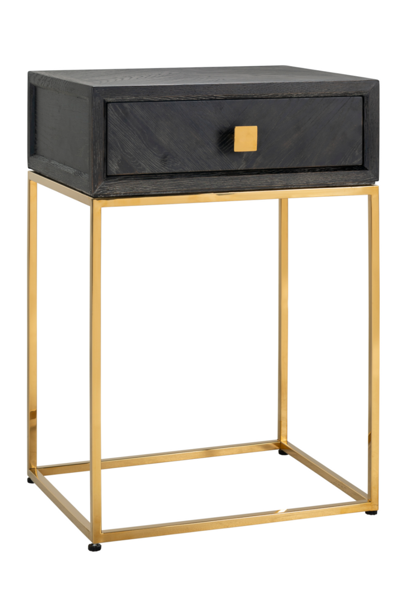 Gold Base One Drawer Bedside Table | OROA Blackbone | Woodfurniture.com