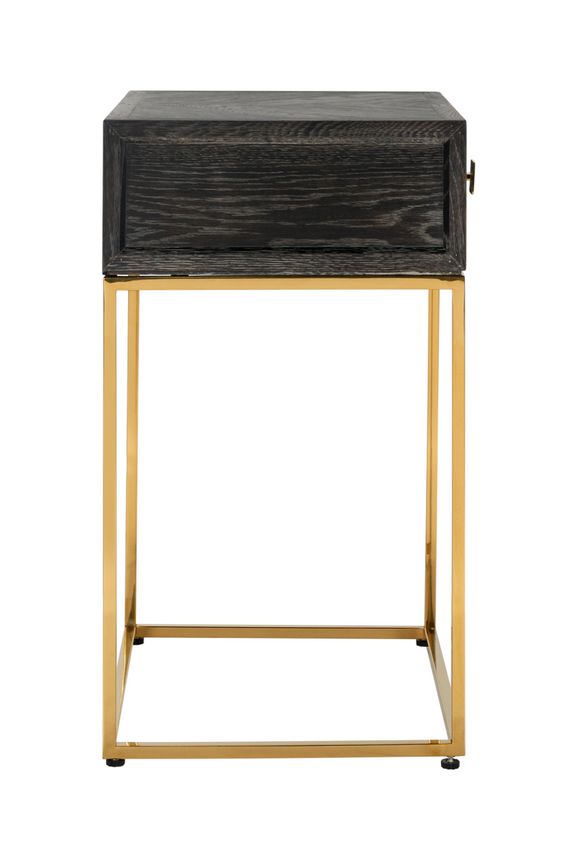 Gold Base One Drawer Bedside Table | OROA Blackbone | Woodfurniture.com