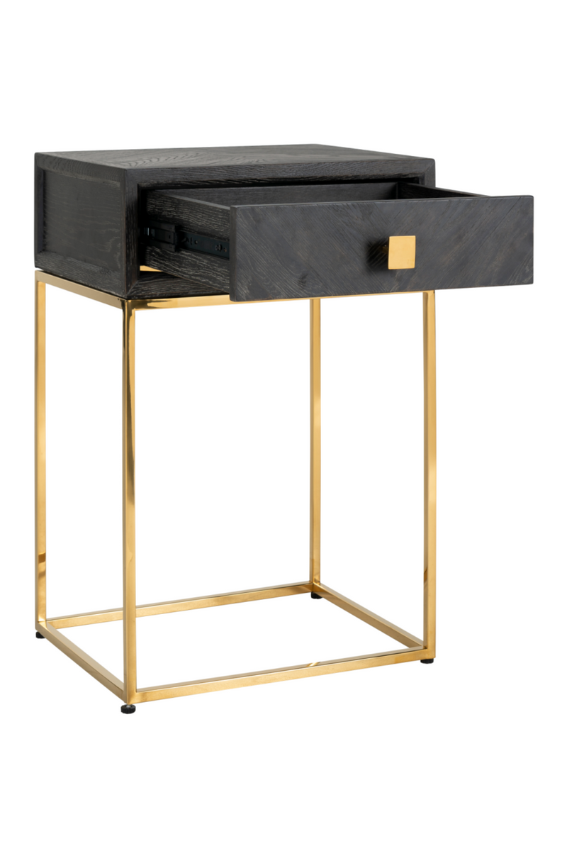 Gold Base One Drawer Bedside Table | OROA Blackbone | Woodfurniture.com