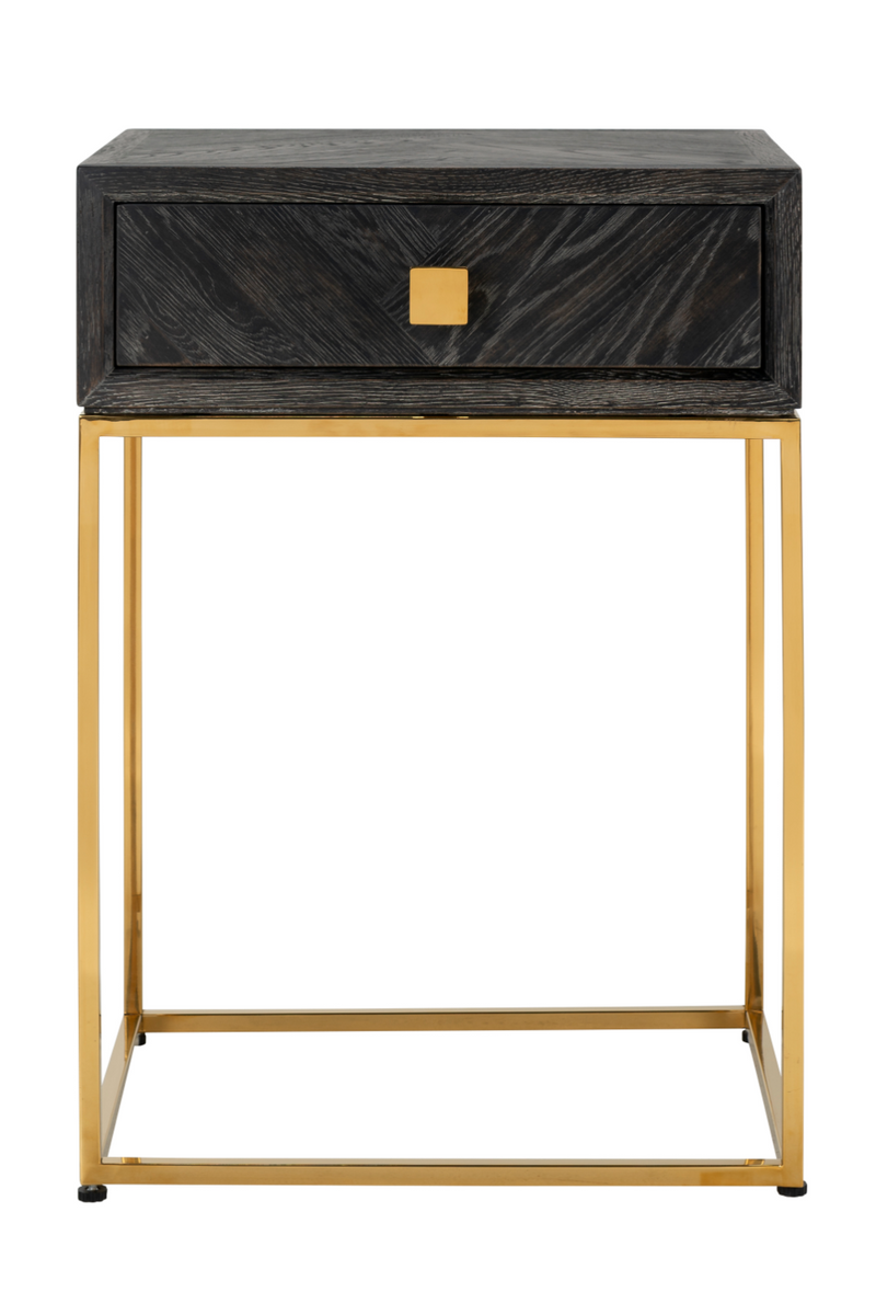 Gold Base One Drawer Bedside Table | OROA Blackbone | Woodfurniture.com