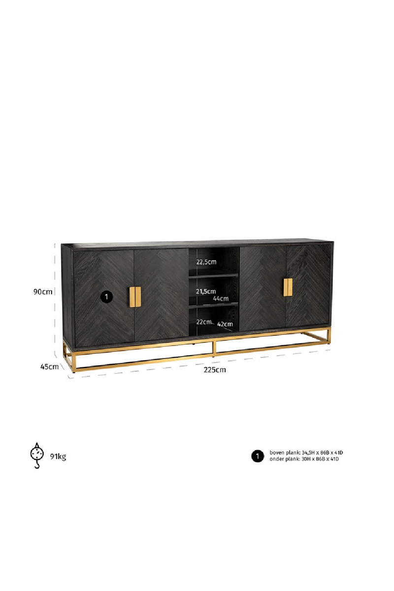 Herringbone Oak Modern Sideboard | OROA Blackbone | Woodfurniture.com