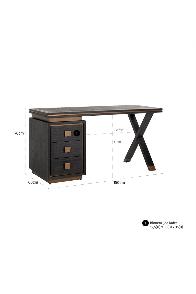 Wooden Desk With 3 Drawers | OROA Hunter | Woodfurniture.com