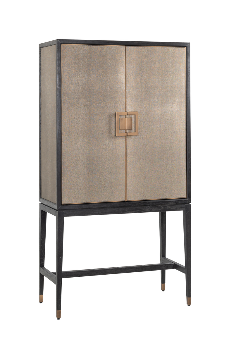 Wood Framed Leather Bar Cabinet | OROA Bloomingville  | Woodfuniture.com