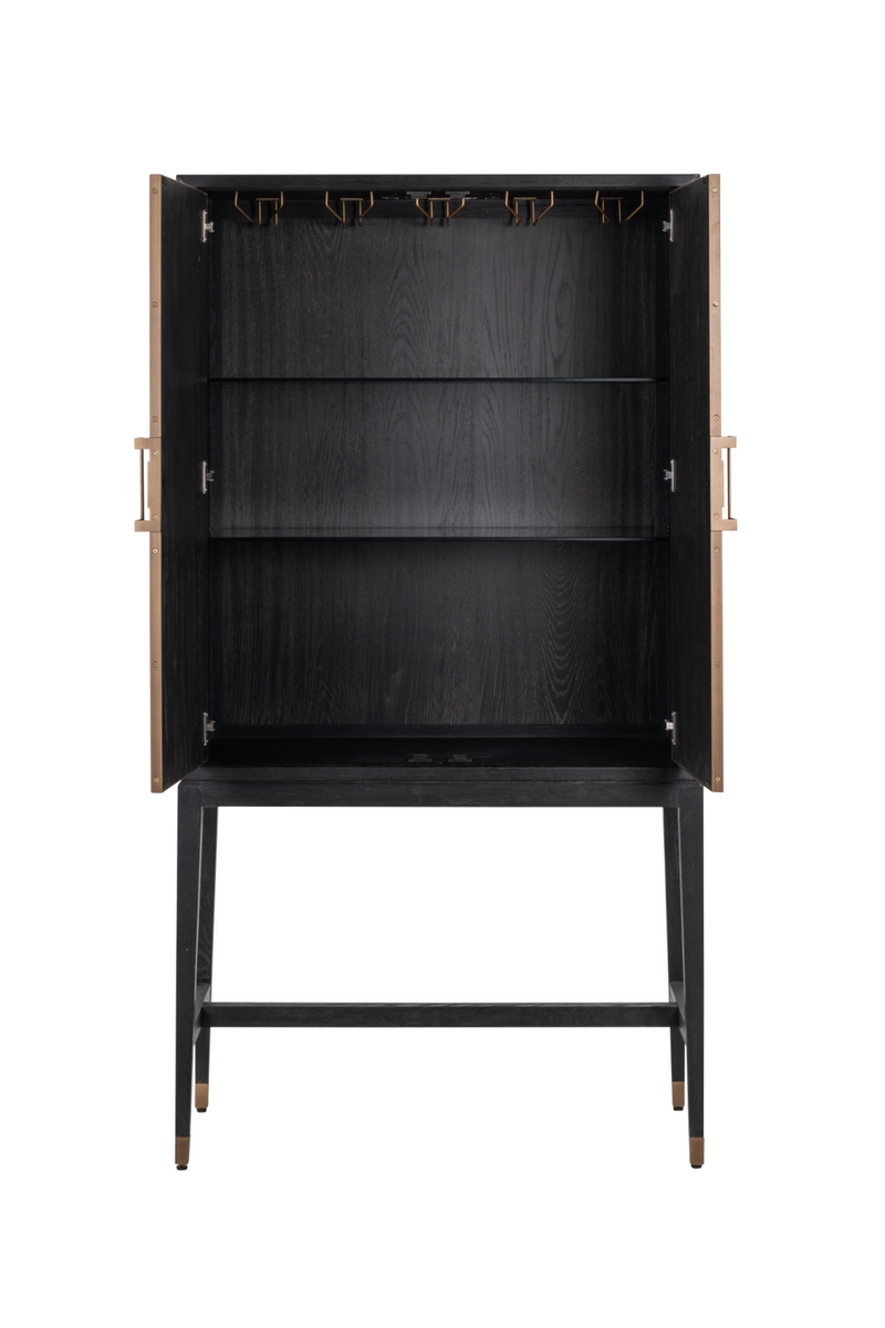 Wood Framed Leather Bar Cabinet | OROA Bloomingville  | Woodfuniture.com