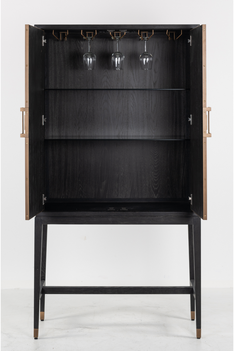 Wood Framed Leather Bar Cabinet | OROA Bloomingville  | Woodfuniture.com