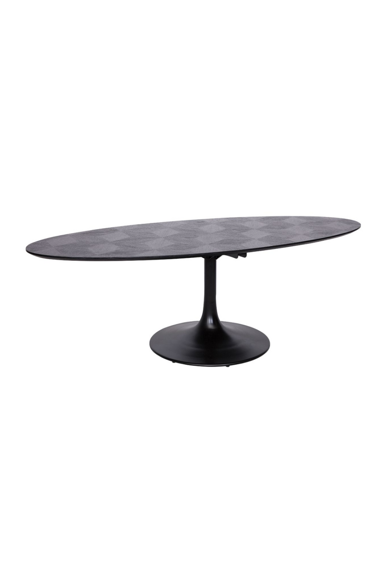 Oval Black Oak Pedestal Dining Table | OROA Blax | Woodfurniture.com