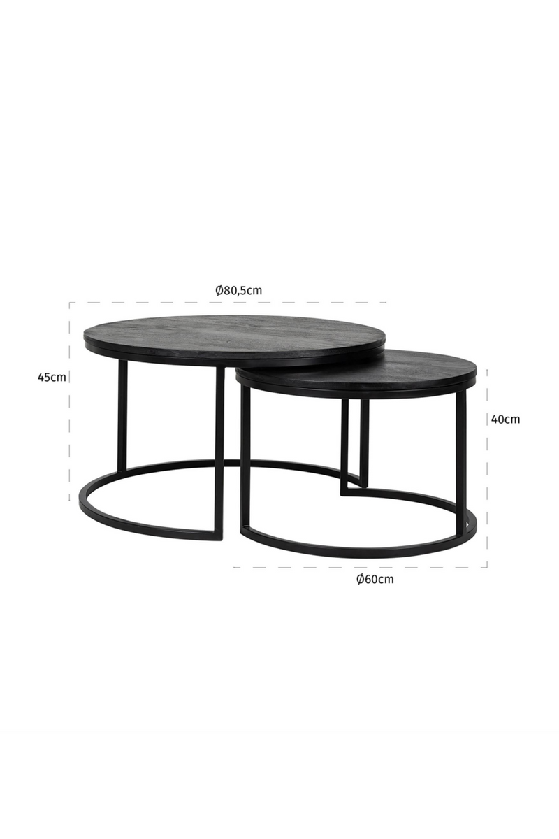 Round Black Nested Coffee Tables (2) | OROA Catana | Woodfurniture.com