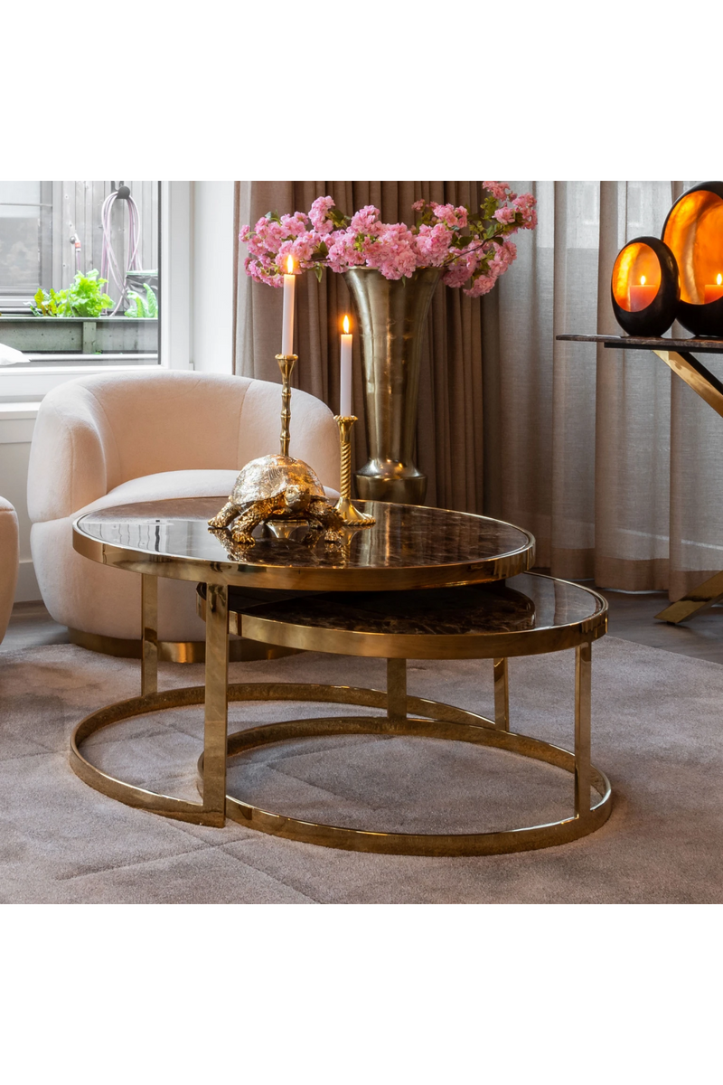 Gold Framed Marble Nesting Coffee Table | OROA Conrad | Woodfurniture.com