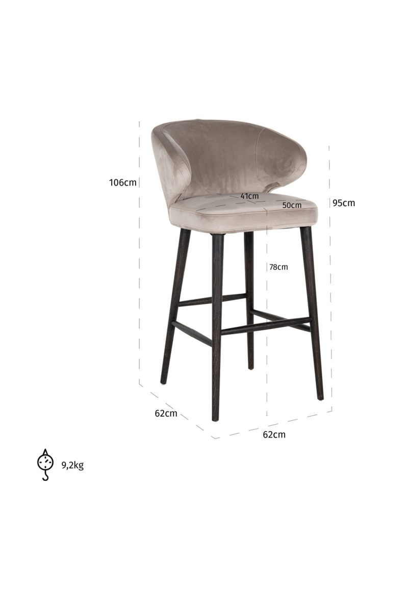 Modern Velvet Bar Stool | OROA Indigo | Woodfurniture.com