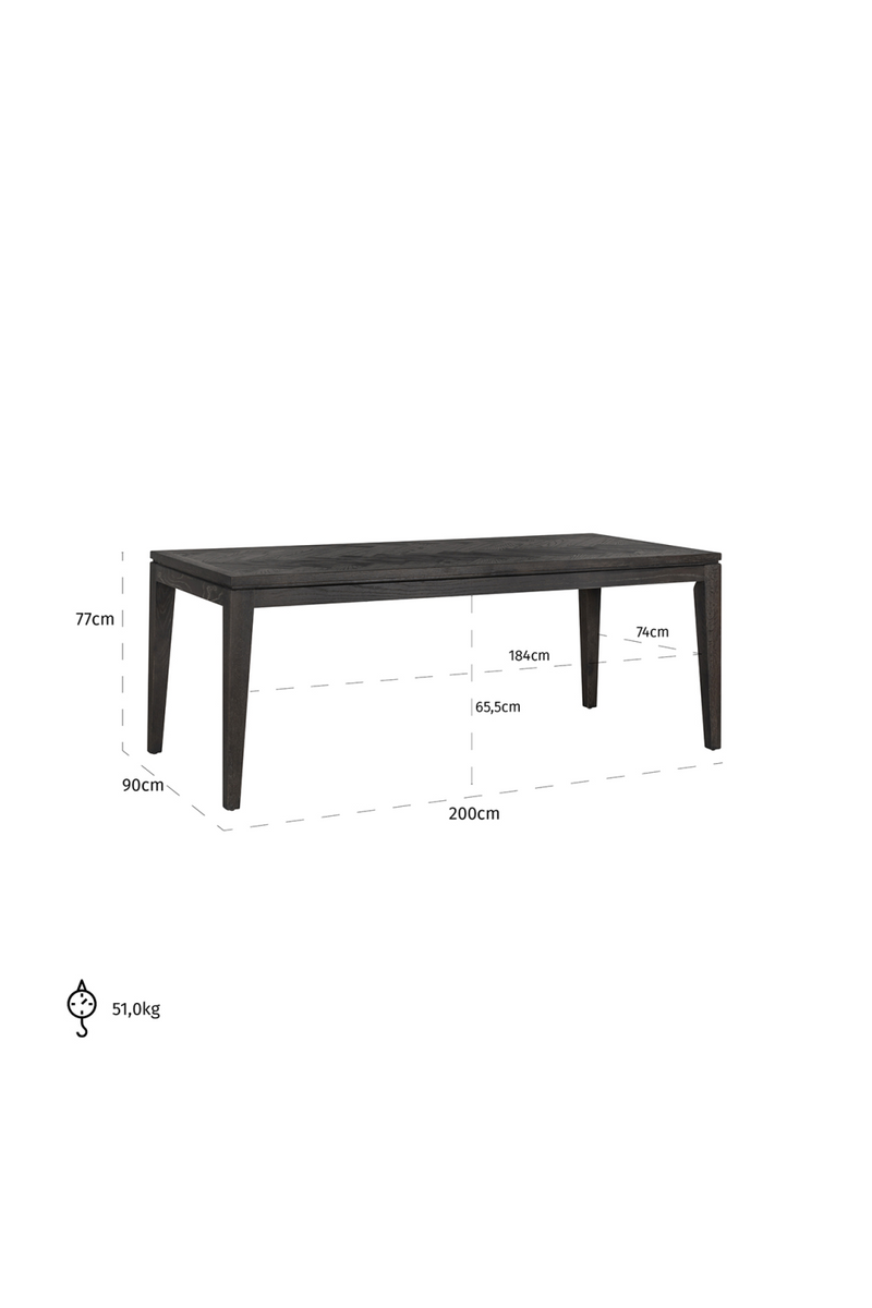 Rectangular Oak Dining Table | OROA Blackbone | Woodfurniture.com