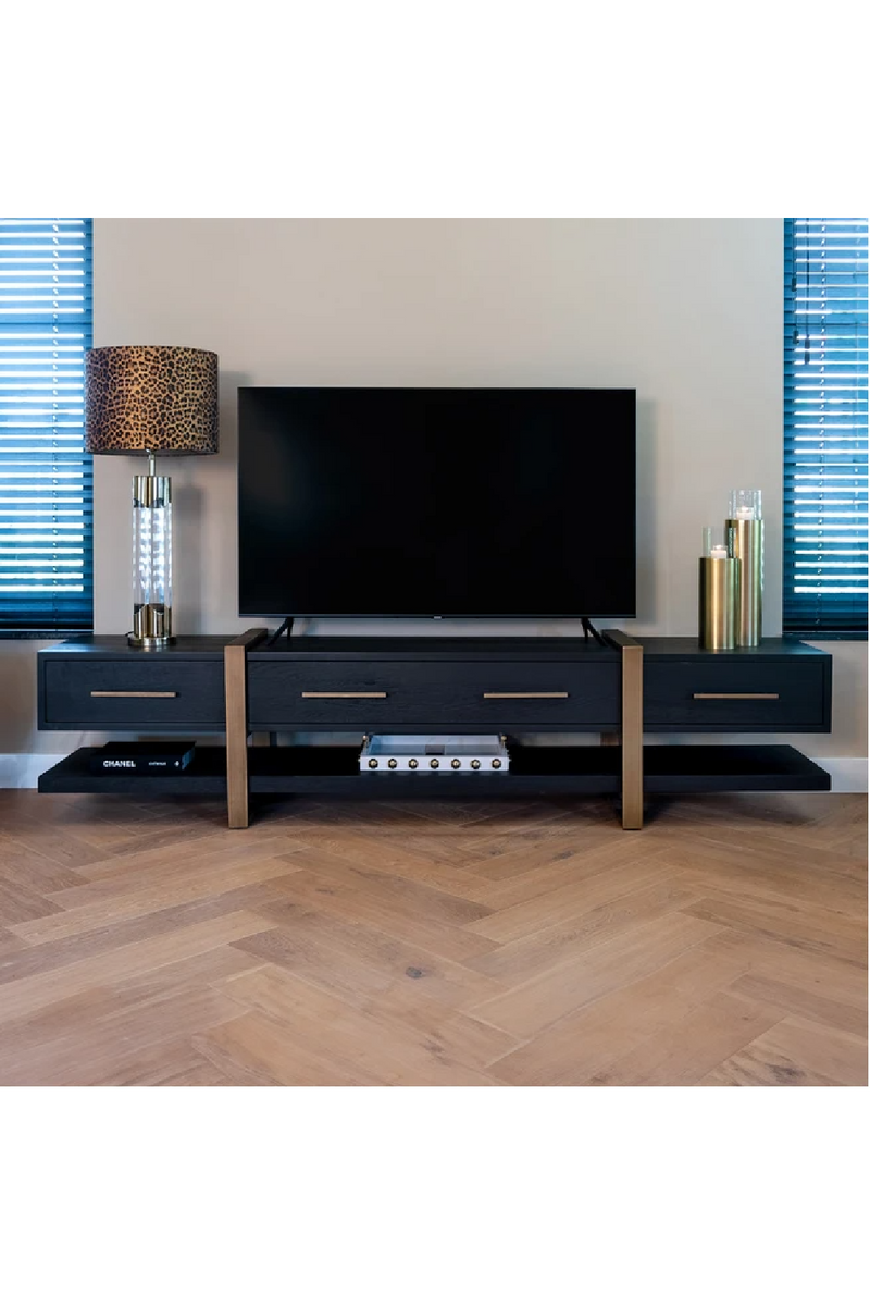 Black Oak 3-Drawer TV Unit | OROA Cambon | Woodfurniture.com