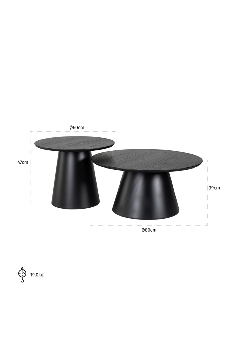 Black Pedestal Coffee Table Set (2) | OROA Jazz | Woodfurniture.com