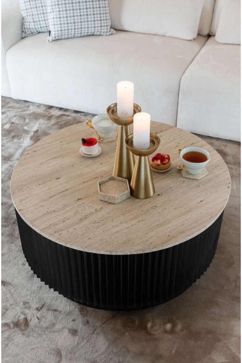 Round Travertine Coffee Table | OROA Hampton | Woodfurniture.com