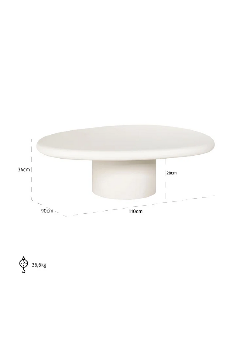 White Pebble-Shaped Coffee Table | OROA Bloomstone | Woodfurniture.com