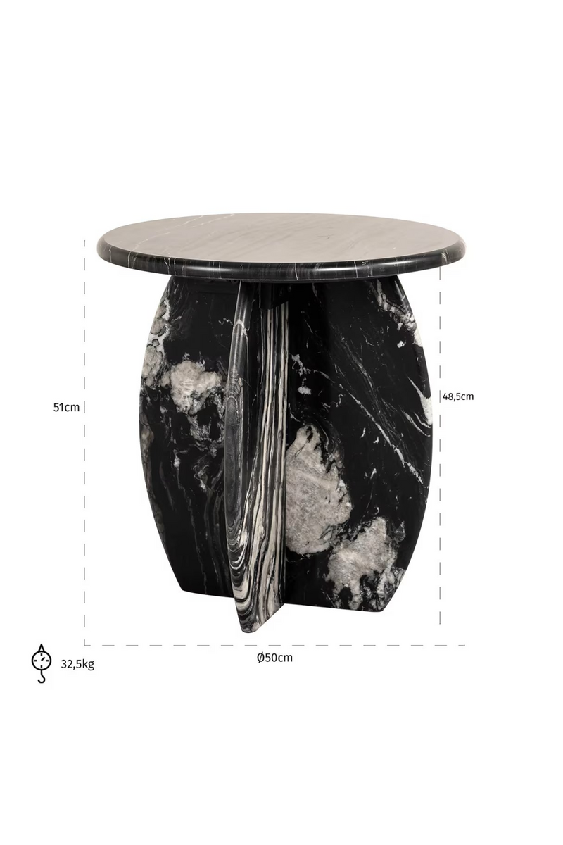 Black Marble Round End Table | OROA Bancroft | Woodfurniture.com