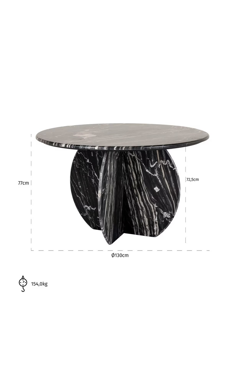 Black Marble Round Dining Table | OROA Bancroft | Woodfurniture.com