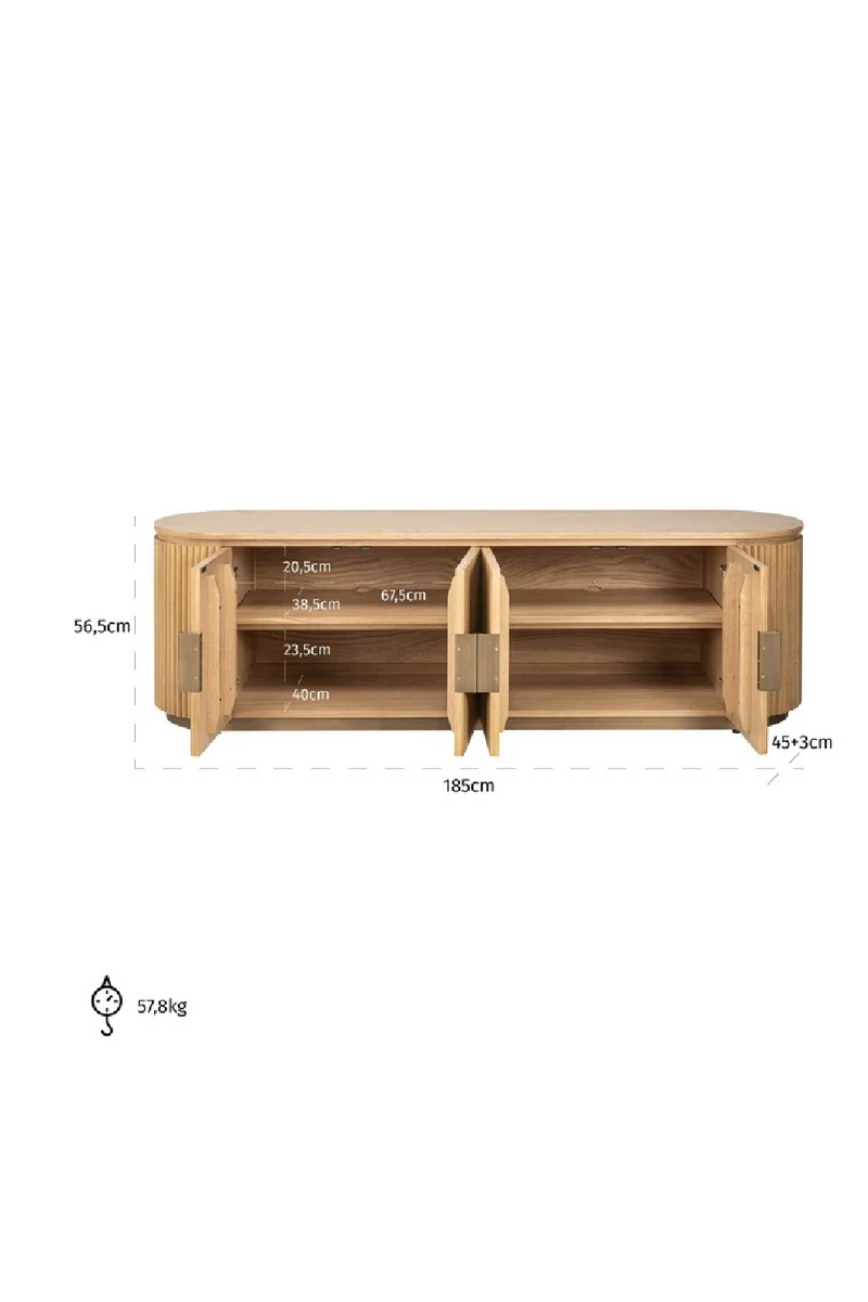 Natural Oak 4-Door TV Unit | OROA Belfort | Woodfurniture.com