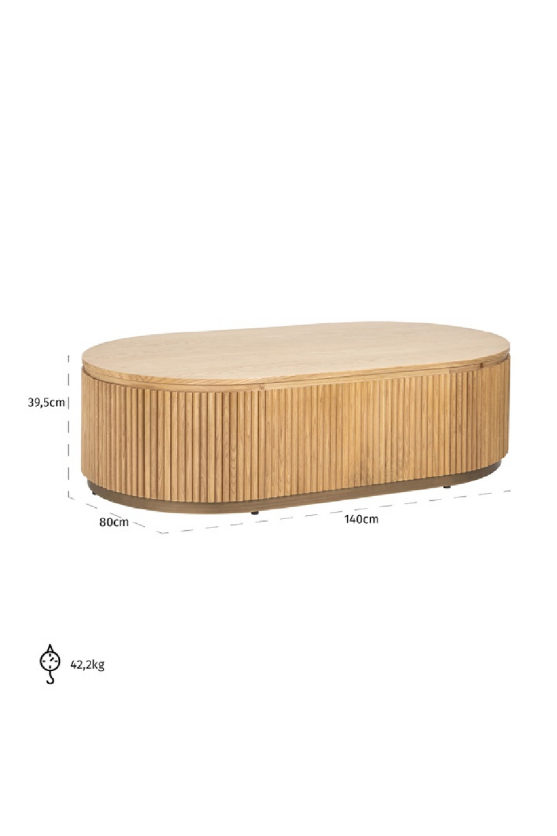 Natural Oak Oval Coffee Table | OROA Belfort | Woodfurniture.com