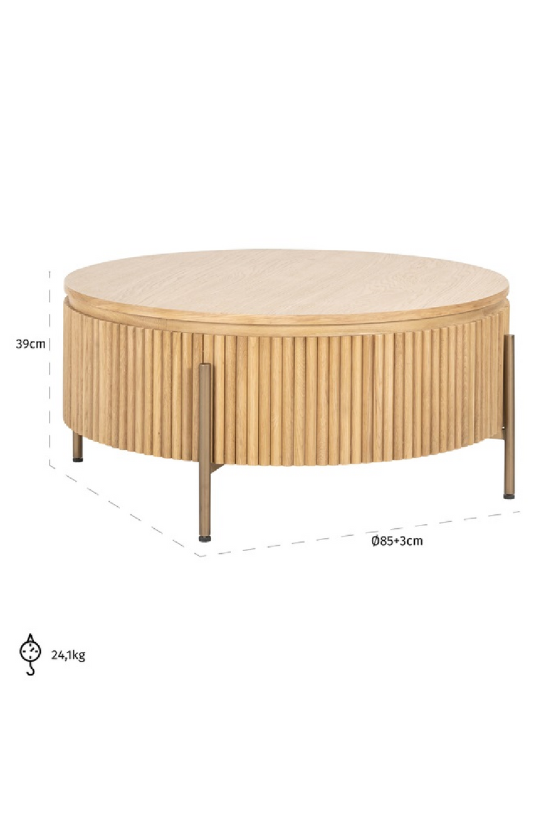 Natural Oak Round Coffee Table | OROA Belfort | Woodfurniture.com