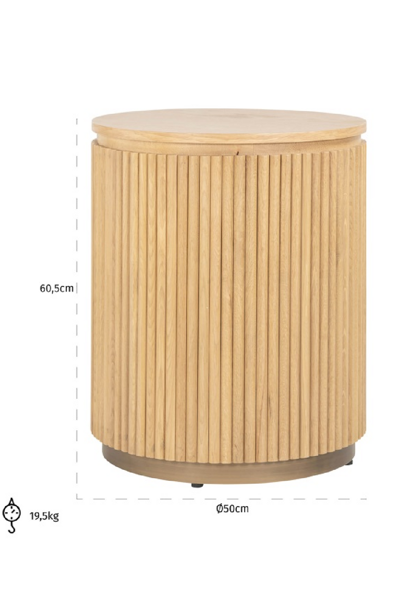 Natural Oak Cylindrical Side Table | OROA Belfort | Woodfurniture.com