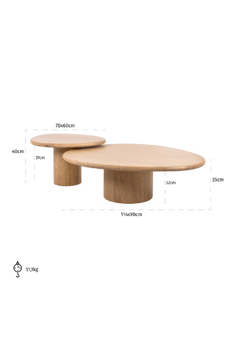 Natural Oak Coffee Table Set (2) | OROA Oakley |  woodfurniture.com