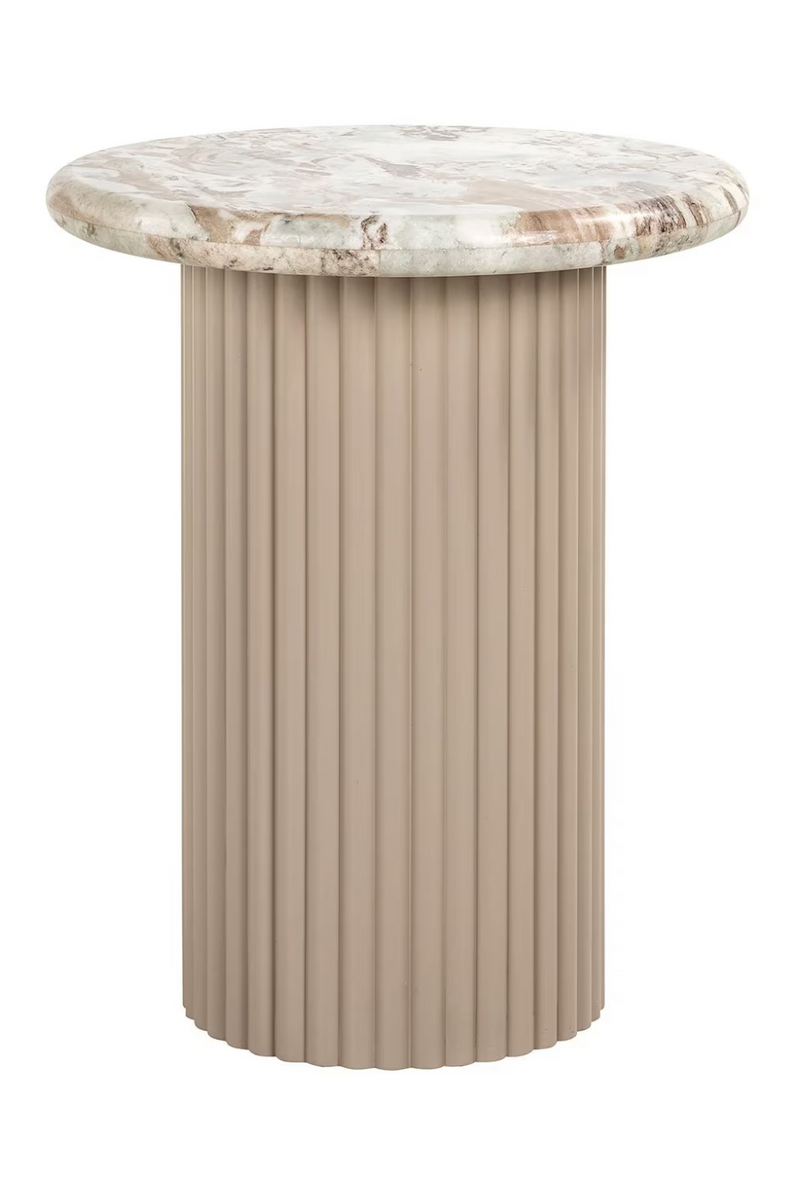 Beige Marble Round End Table | OROA Coronel | Woodfurniture.com