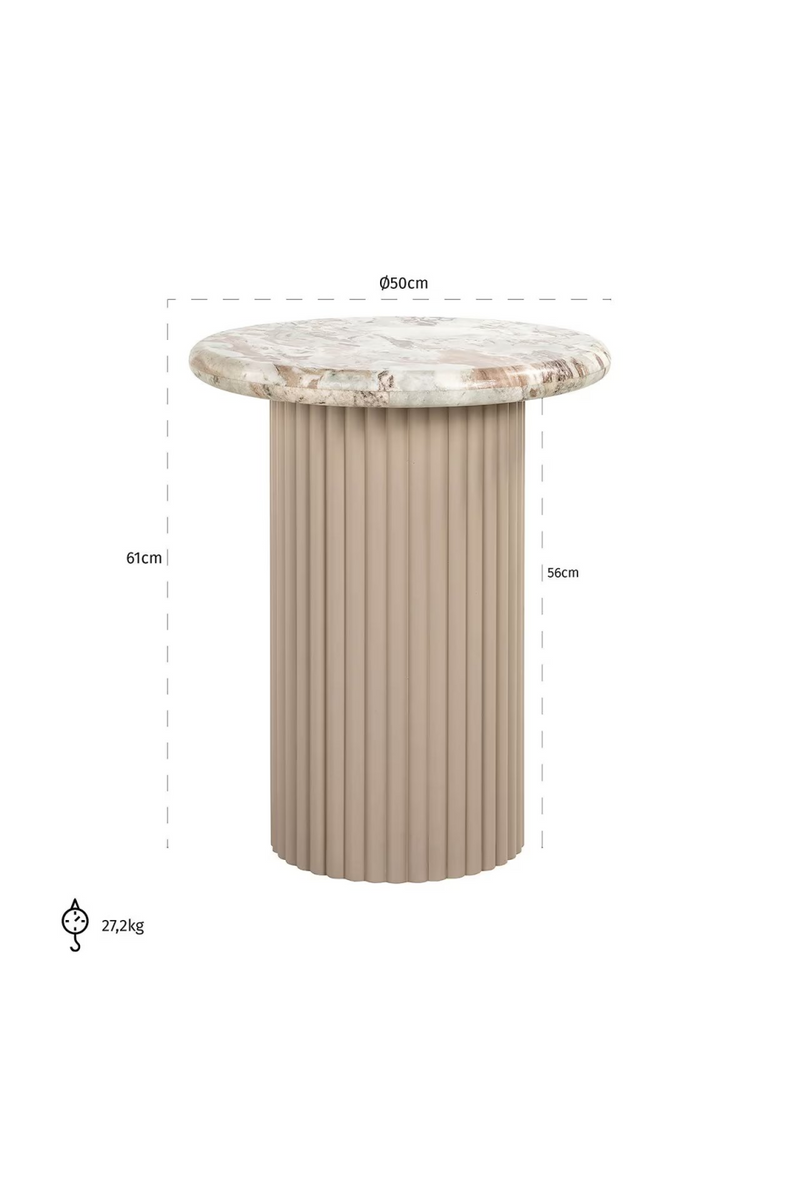 Beige Marble Round End Table | OROA Coronel | Woodfurniture.com