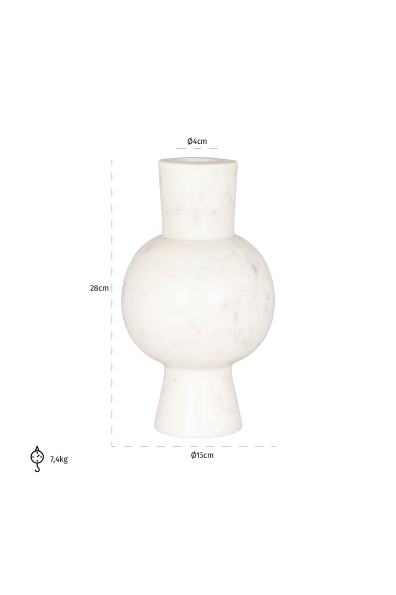 White Marble Rounded Vase | OROA Jonah | Woodfurniture.com