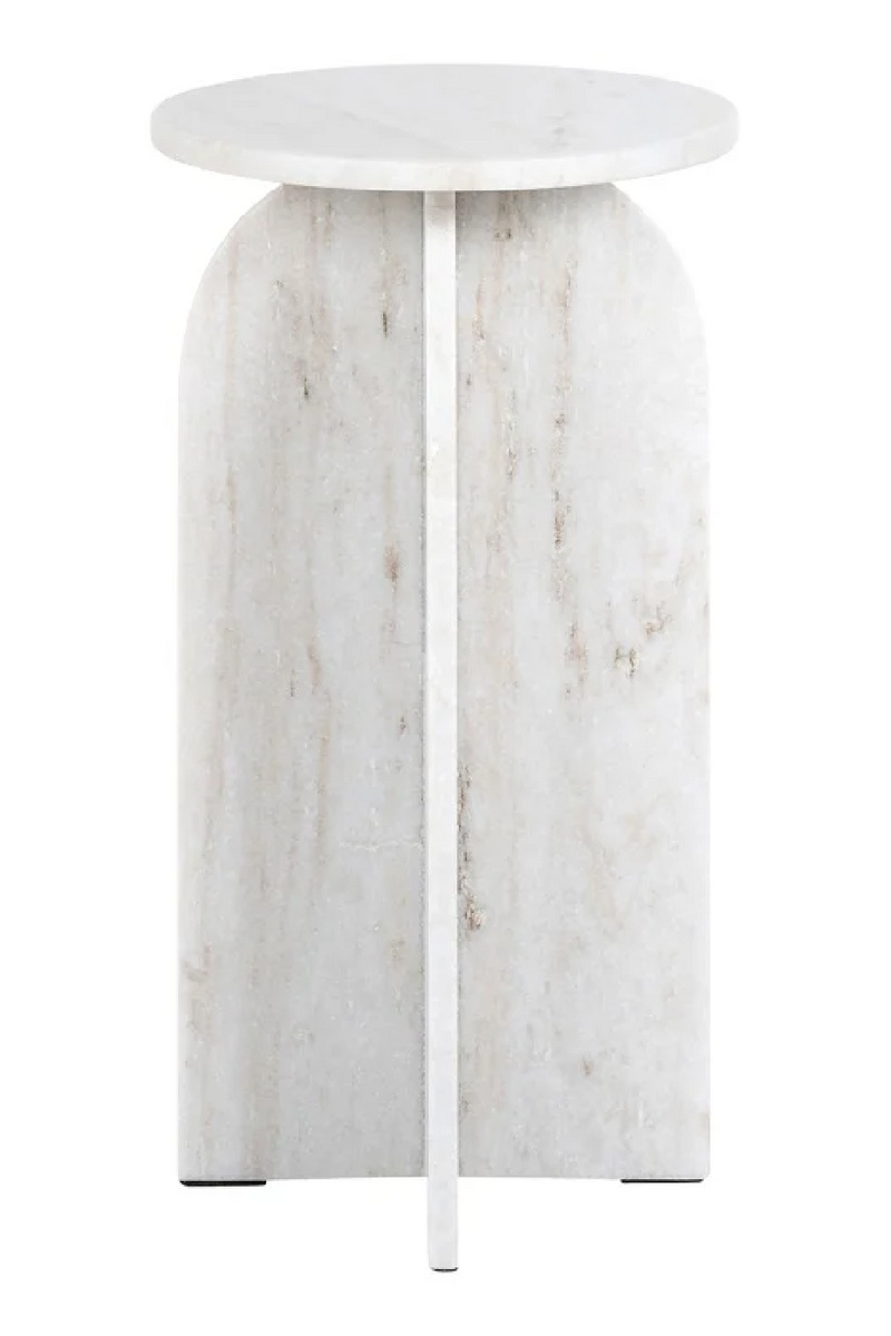 Beige Marble Round End Table | OROA Luciano | Woodfurniture.com