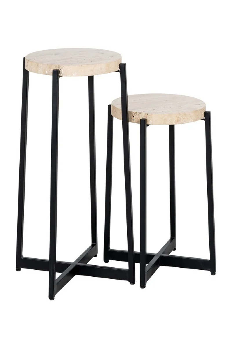 Beige Marble End Table Set (2) | OROA Dillinger | Woodfuniture.com