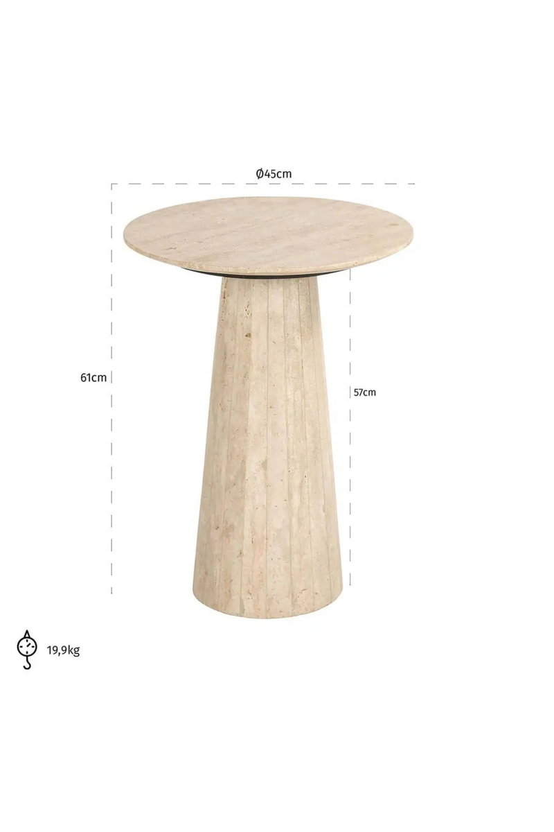 Travertine Round End Table | OROA Cavo | Woodfurniture.com