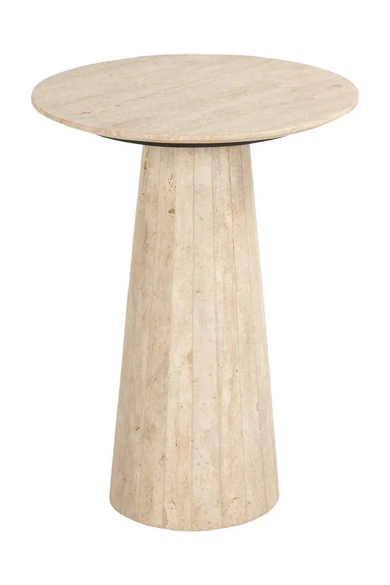 Travertine Round End Table | OROA Cavo | Woodfurniture.com