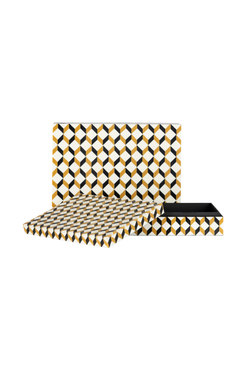 Zig-Zag Patterned Storage Boxes (2) | OROA Frences | Woodfurniture.com