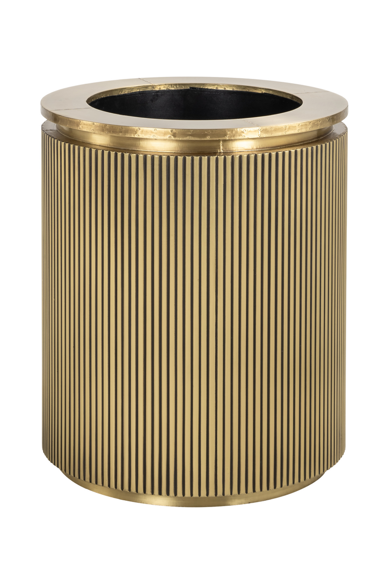 Gold Cylindrical Ridged Planter | OROA Ironville | Woodfurniture.com