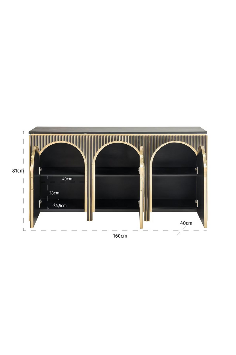 Gold Cladded 3-Door Sideboard | OROA Les Arcs | Woodfurniture.com