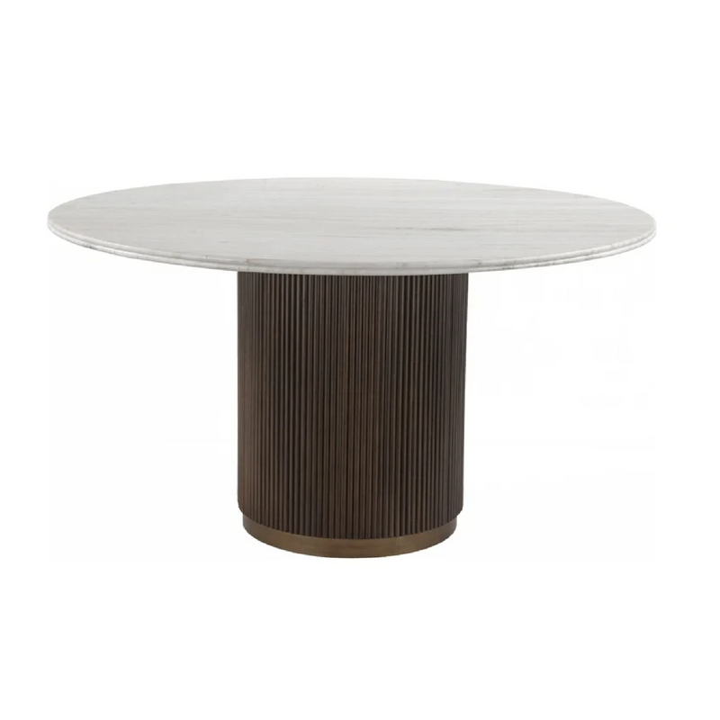 Ribbed Wood Round Dining Table | OROA Mayfield | Woodfurniture.com