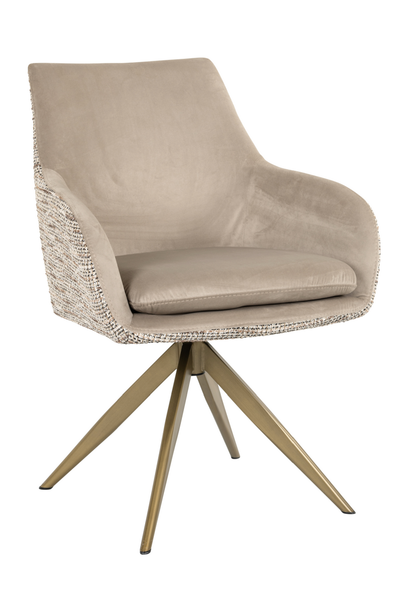 Khaki Velvet Swivel Chair | OROA Lisonne | Woodfurniture.com