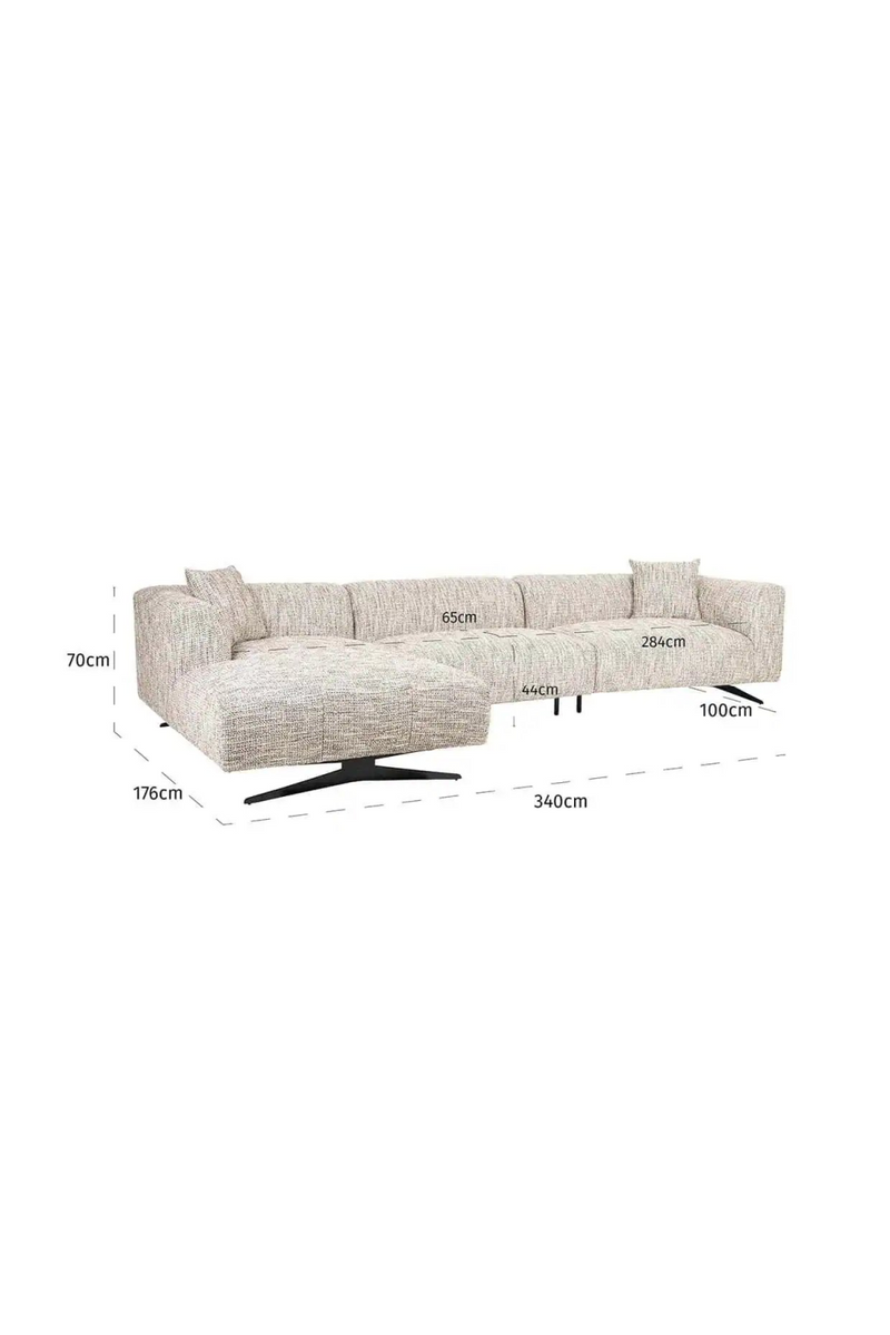 Beige 3-Seater Sofa with Left Lounge | OROA Hoxton | Woodfurniture.com