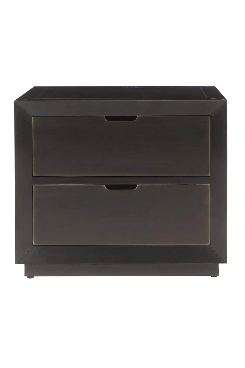 Brown Metal 2-Drawer Nightstand | OROA Dante | Woodfurniture.com