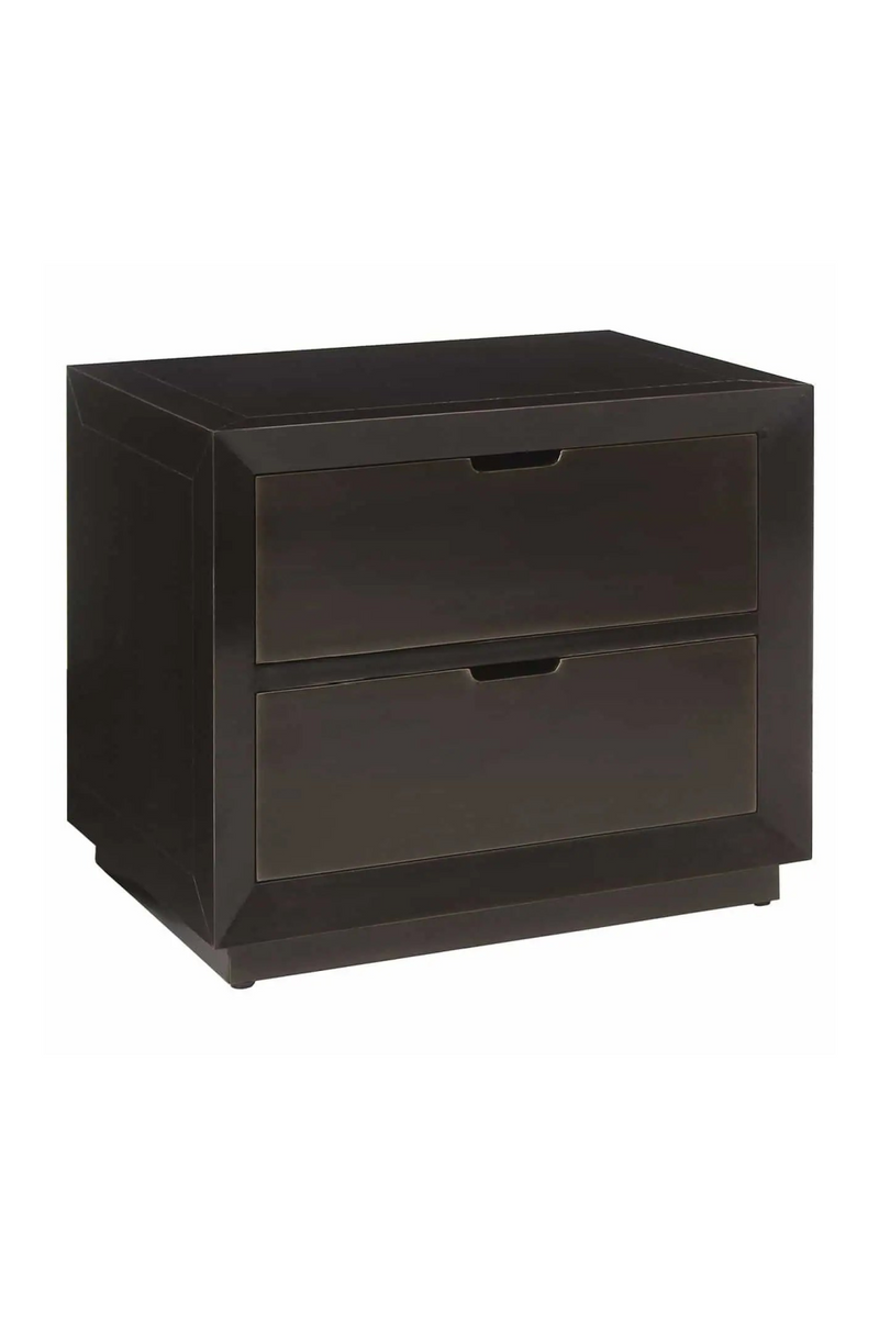 Brown Metal 2-Drawer Nightstand | OROA Dante | Woodfurniture.com