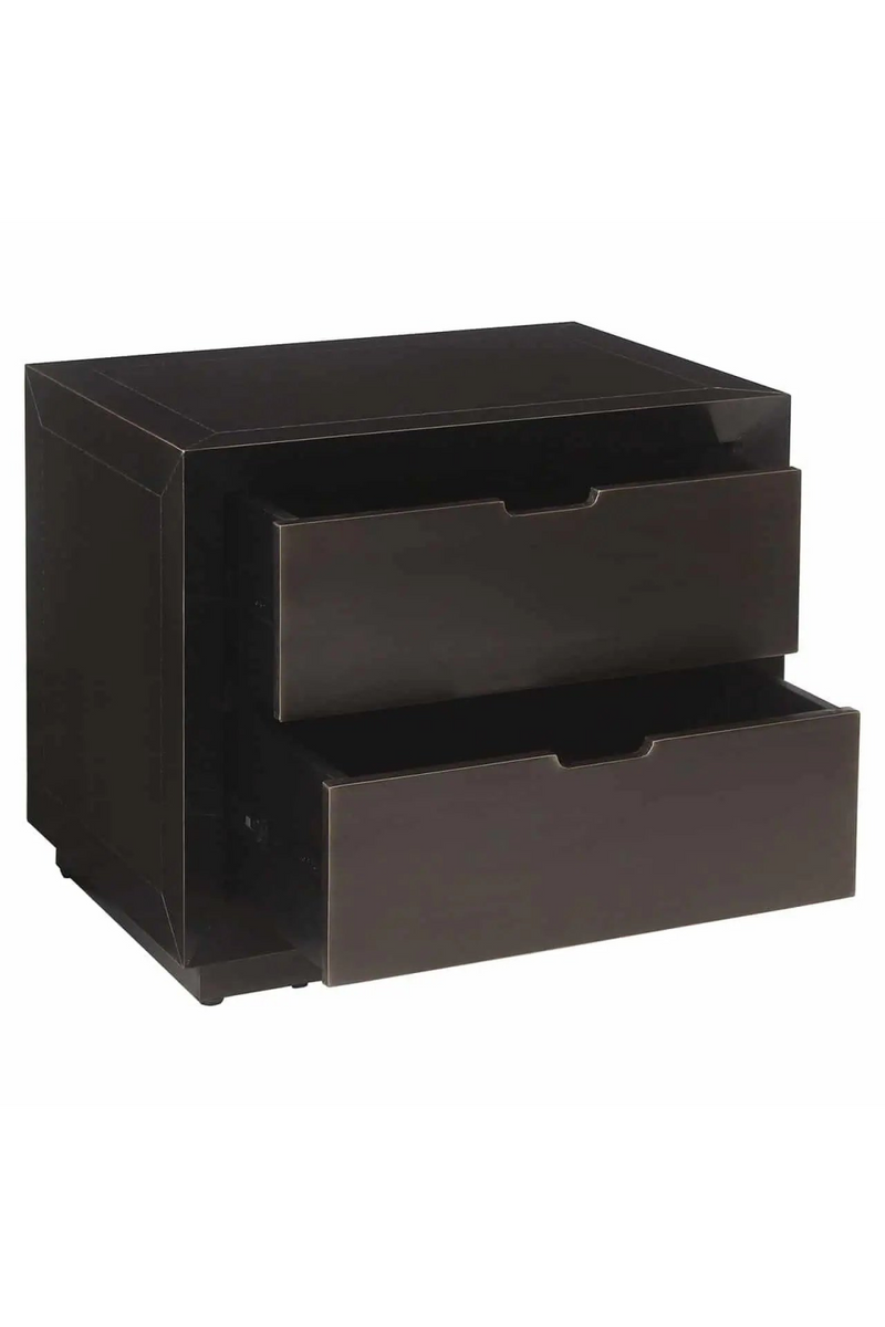 Brown Metal 2-Drawer Nightstand | OROA Dante | Woodfurniture.com