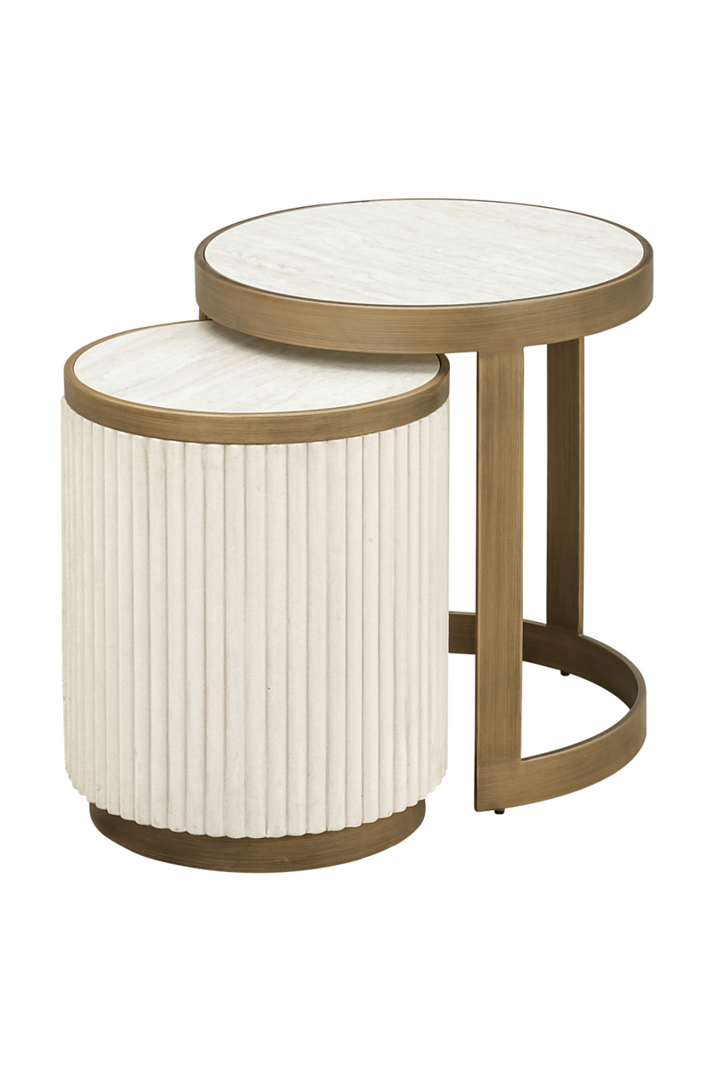 White Ceramic End Table Set (2) | OROA Tivoli | Woodfurniture.com