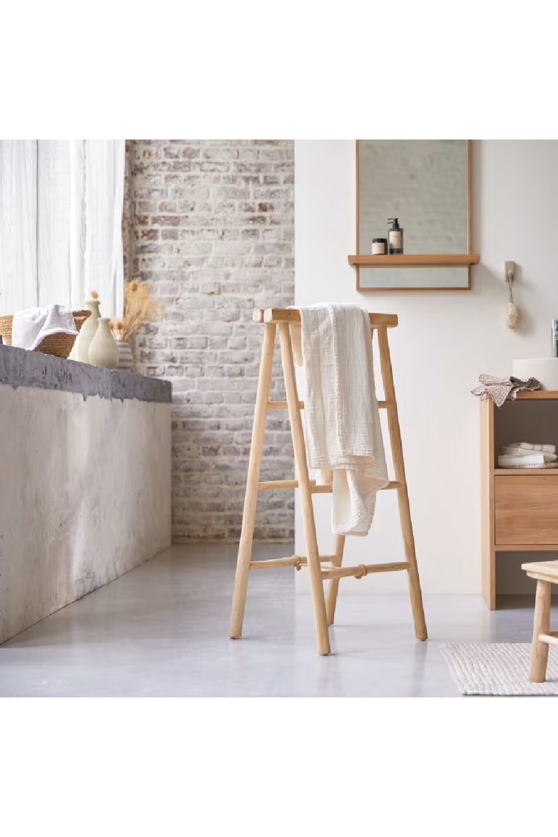 Solid Teak Ladder Towel Rack | Tikamoon Kilim | Woodfurniture.com