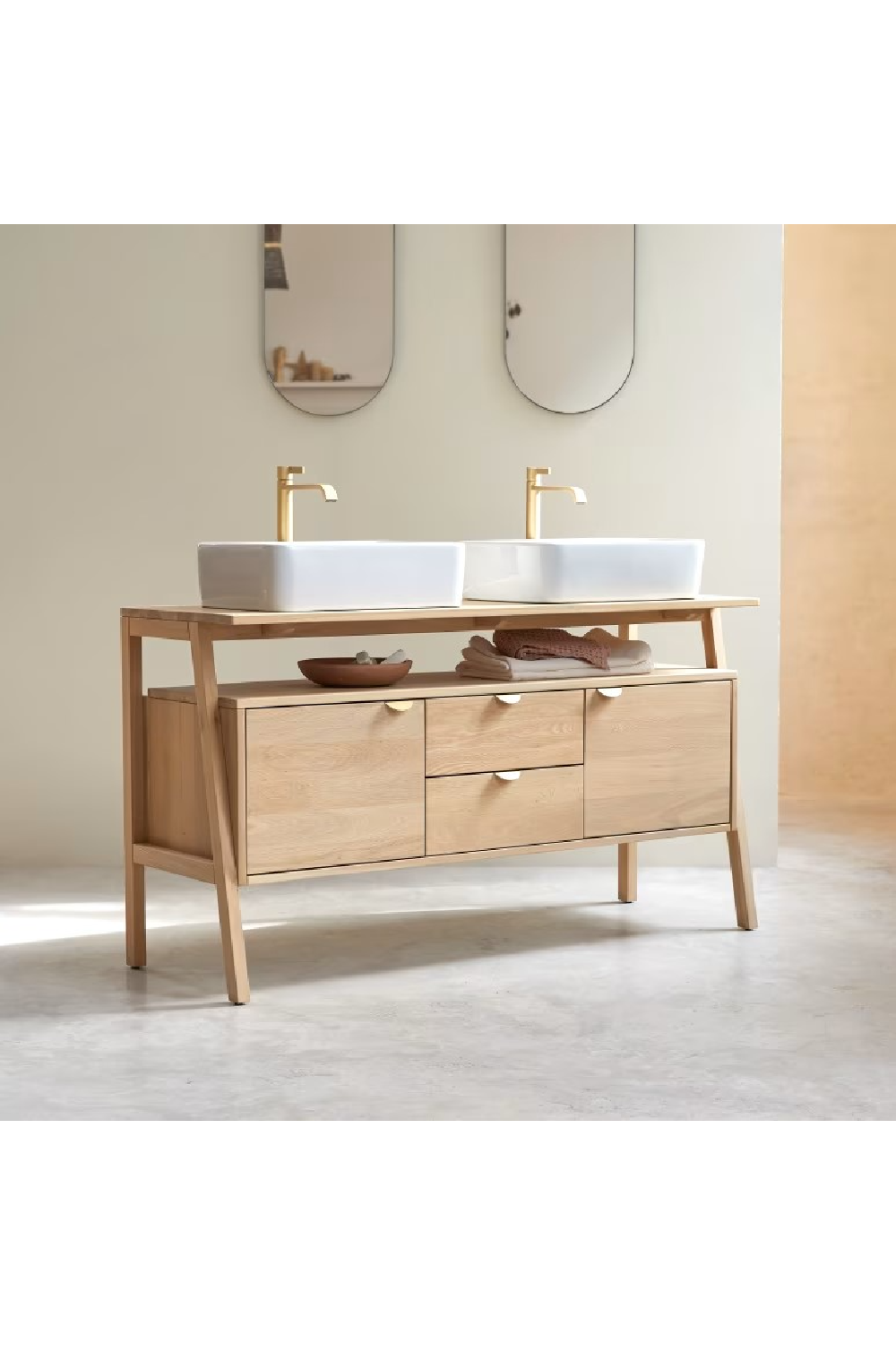 Natural Oak Vanity Unit | Tikamoon Pola | Woodfurniture.com