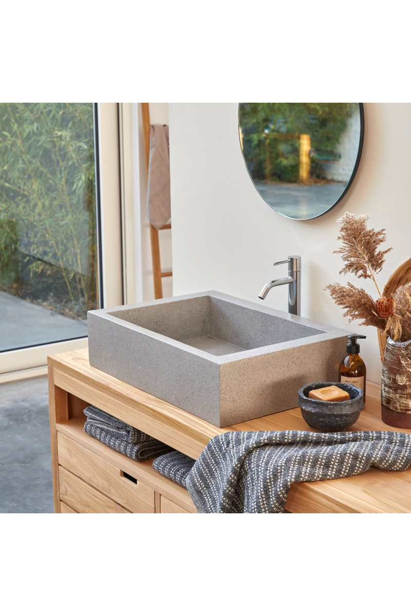 Gray Terrazzo Bathroom Sink | Tikamoon Pegase | Woodfurniture.com