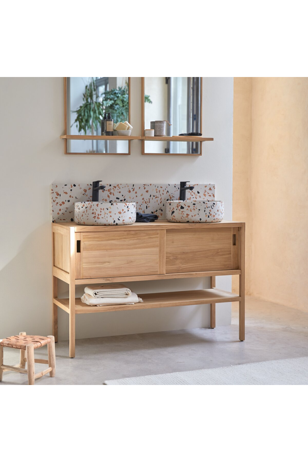 Teak Sliding Door Vanity Unit | Tikamoon Arty | Woodfurniture.com